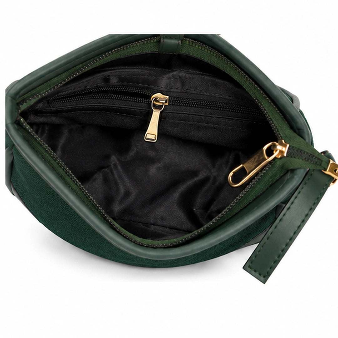 Women's Dark Green Canvas Leather Shoulder & Crossbody Bag