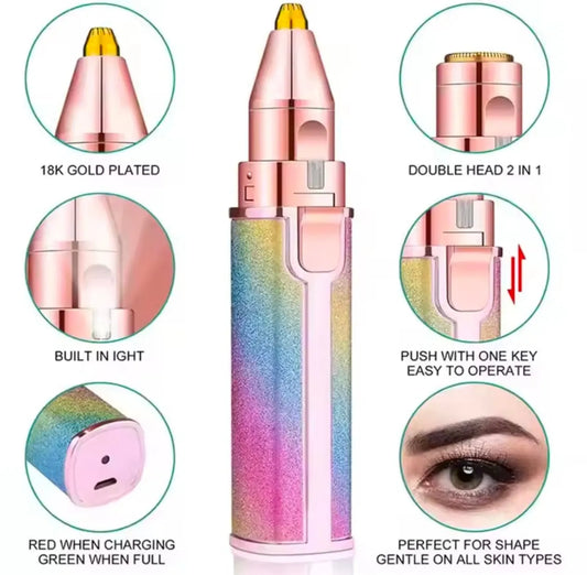 2-in-1 USB Rechargeable Eyebrow Trimmer & Mini Facial Hair Shaver