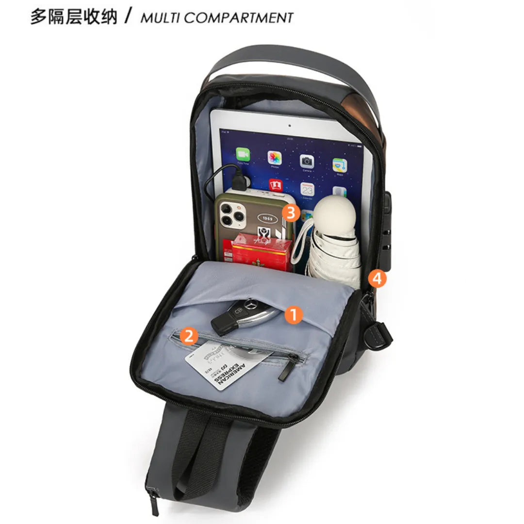 Mini Anti-Theft Waist Bag with USB Port & Password Lock 1pc