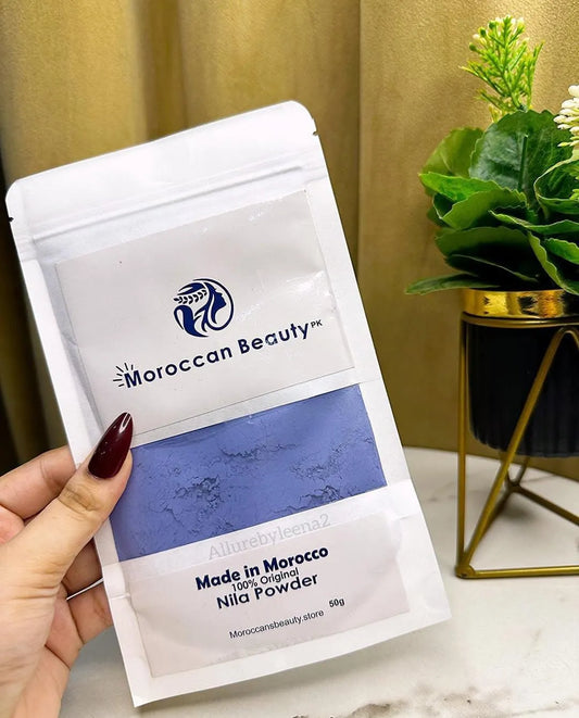 100% Original Moroccan Blue Nila Powder 50g | Natural Face Mask Powder for Skin Brightening & Glowing Skin Beauty Care