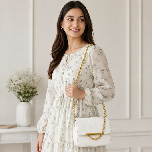 Monroe Luxe Quilted Chain Flap Shoulder Bag for Women