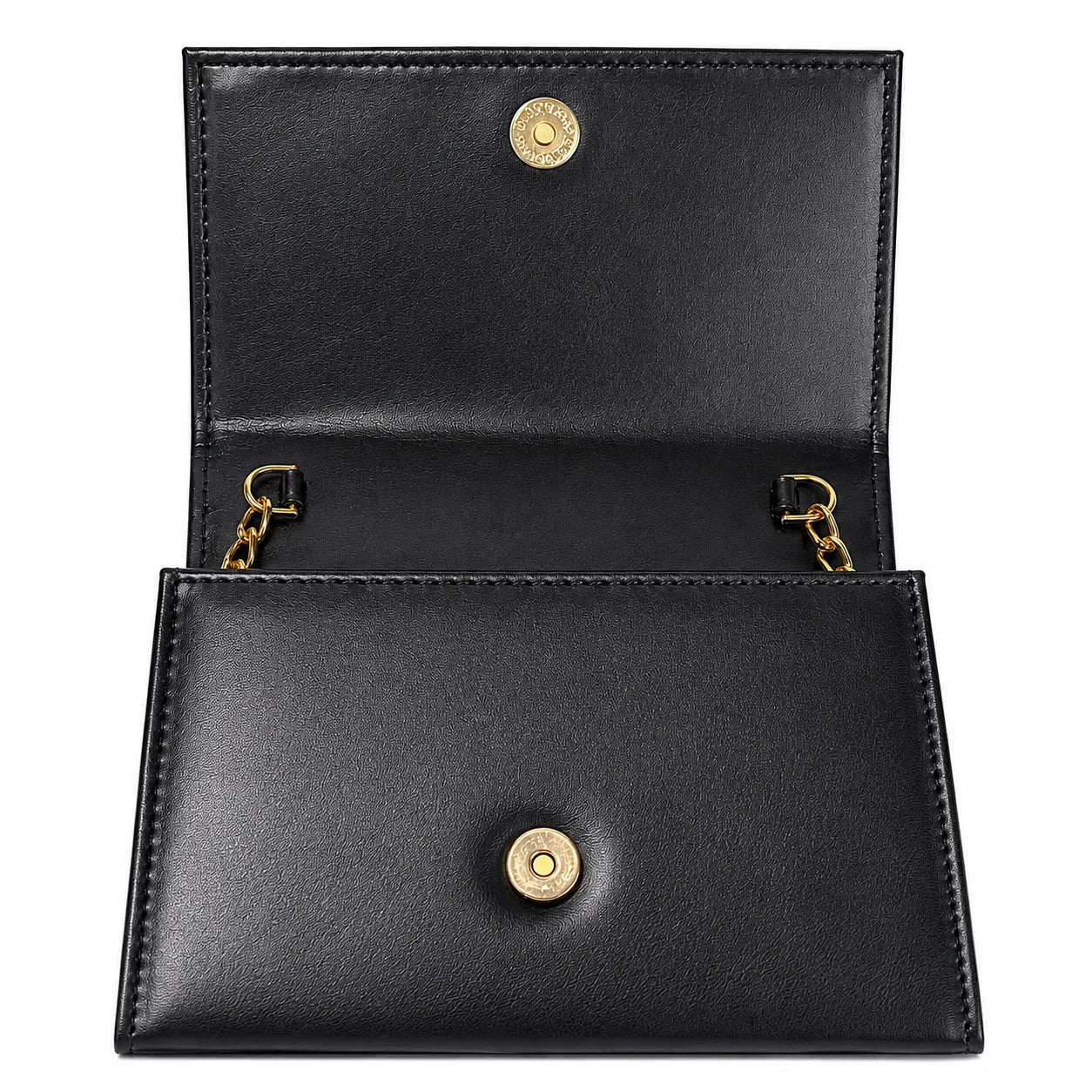 Luxury black structured crossbody bag with pearl handle, gold chain strap, and premium PU leather for women.