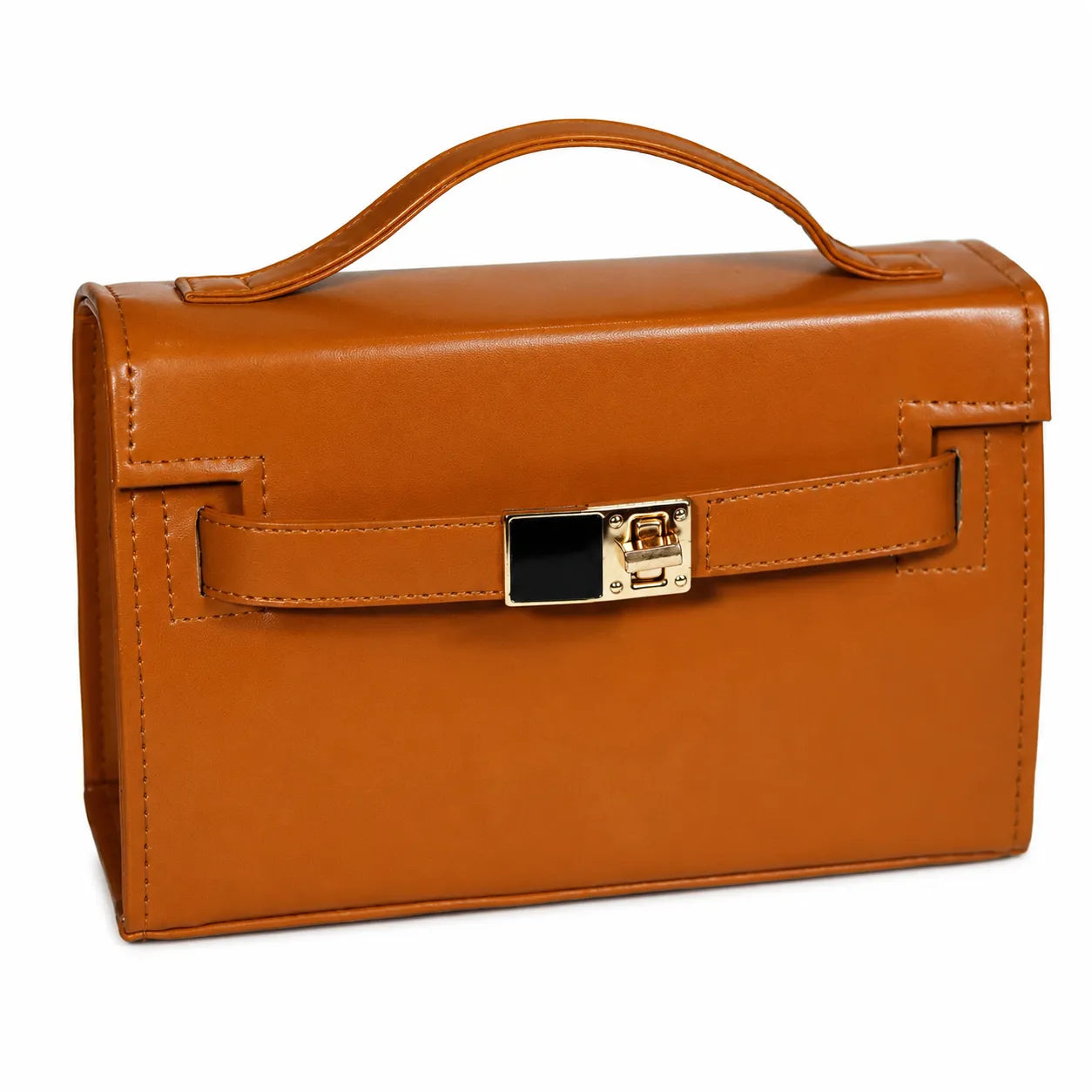 Luxury Structured Top Handle Satchel Bag for Women | Premium PU Leather Crossbody Purse