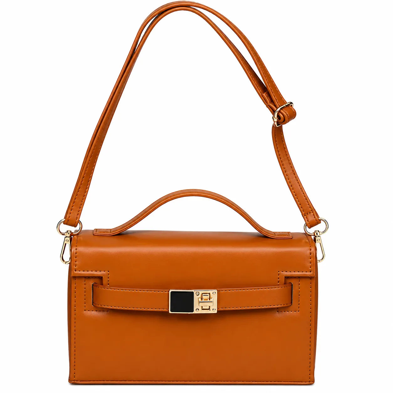 Luxury Structured Top Handle Satchel Bag for Women | Premium PU Leather Crossbody Purse