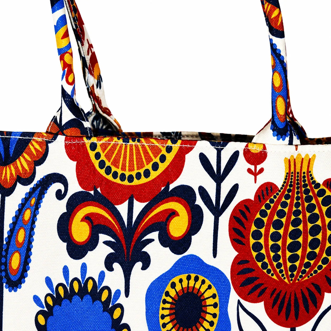 Flora Canvas Tote Bag – Large Printed Shoulder Bag for Women