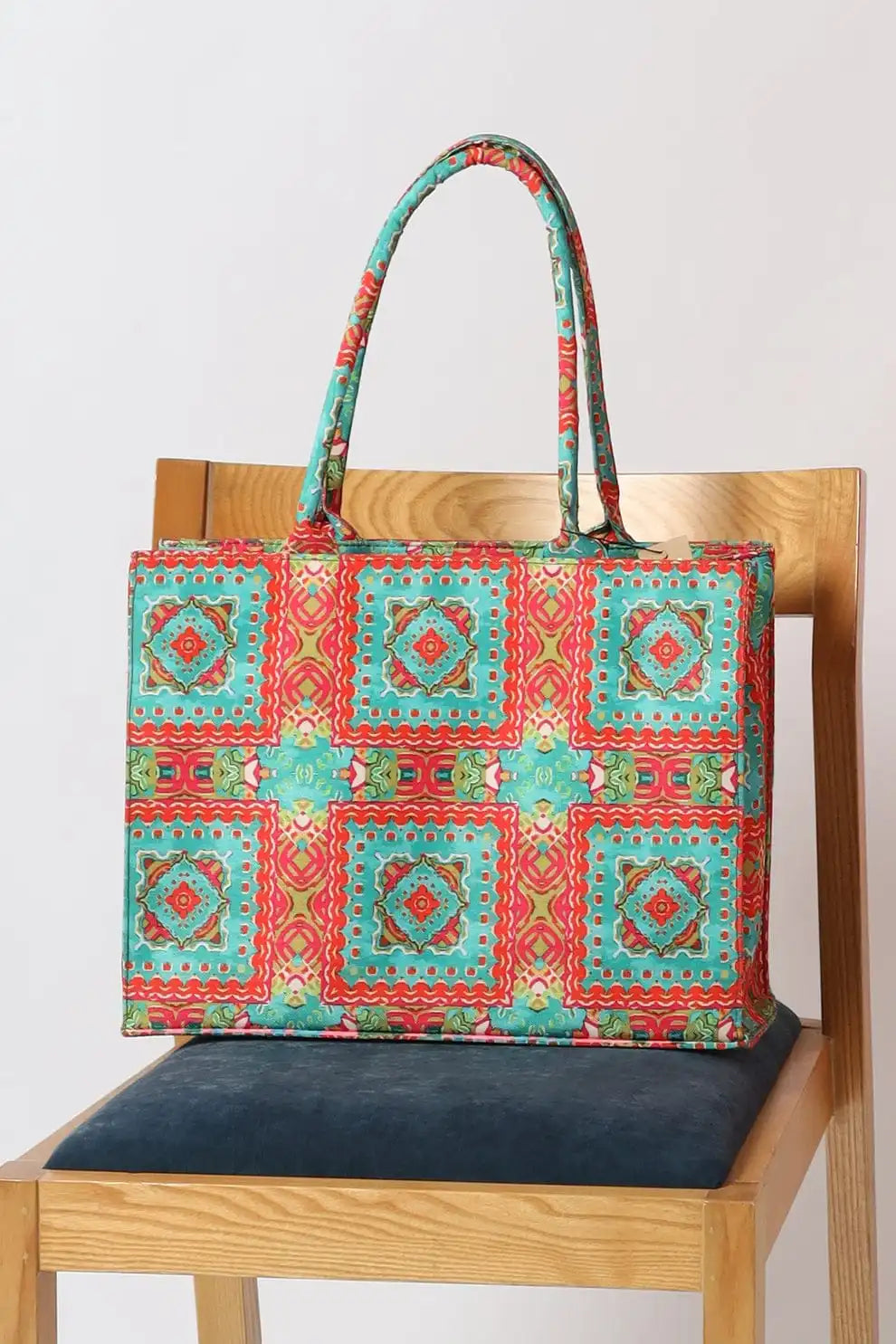 Printed Tote Bag for Women | Colorful Geometric Pattern Ladies Shoulder Bag