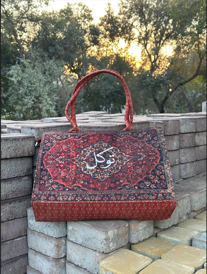Arabic Calligraphy Persian Carpet Print Canvas Tote Bag