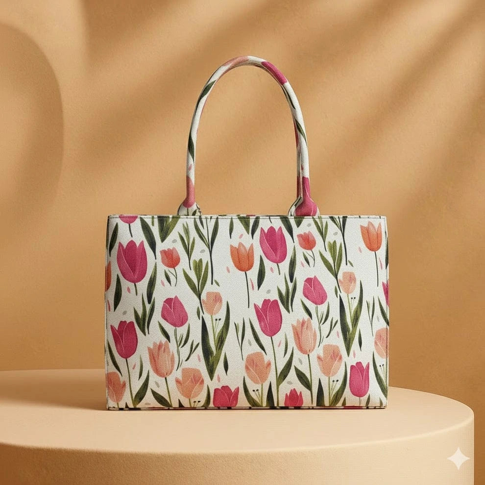 Blooming Tulips Tote Bag for Women – Spacious Floral Shoulder Bag