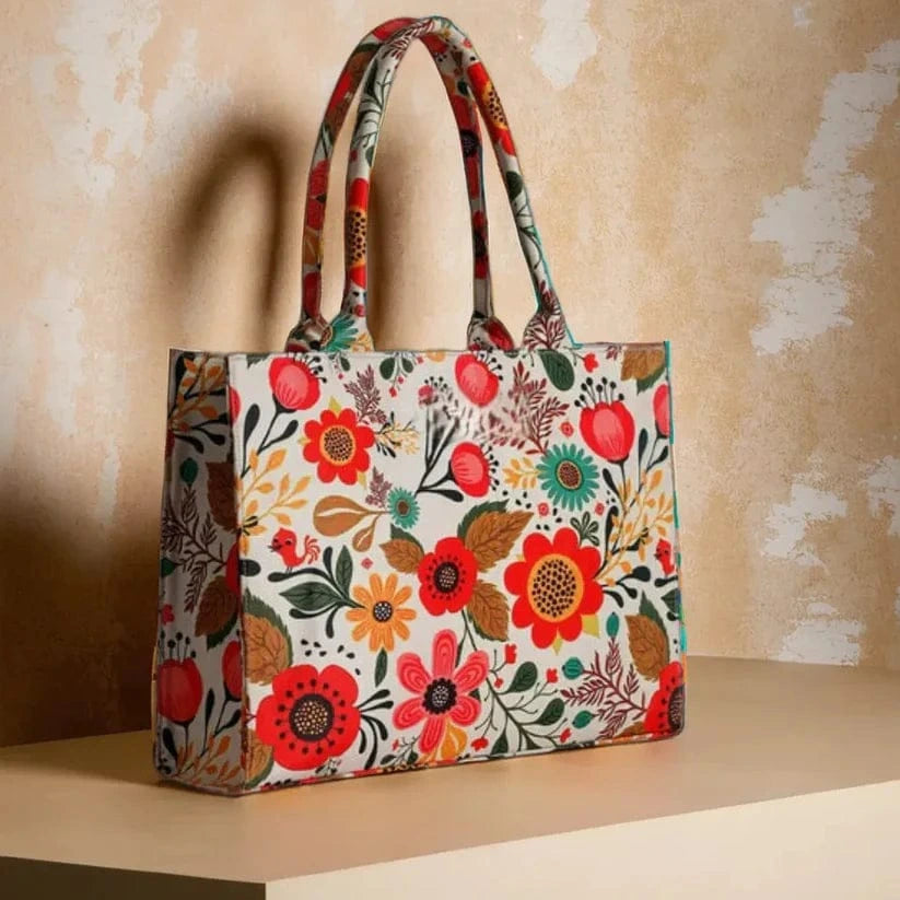 Floral Garden Print Tote Bag for Women – Stylish Everyday Shoulder Bag
