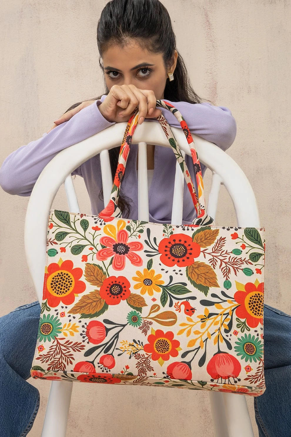 Floral Garden Print Tote Bag for Women – Stylish Everyday Shoulder Bag