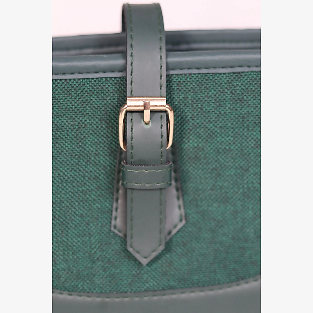 Women's Dark Green Canvas Leather Shoulder & Crossbody Bag