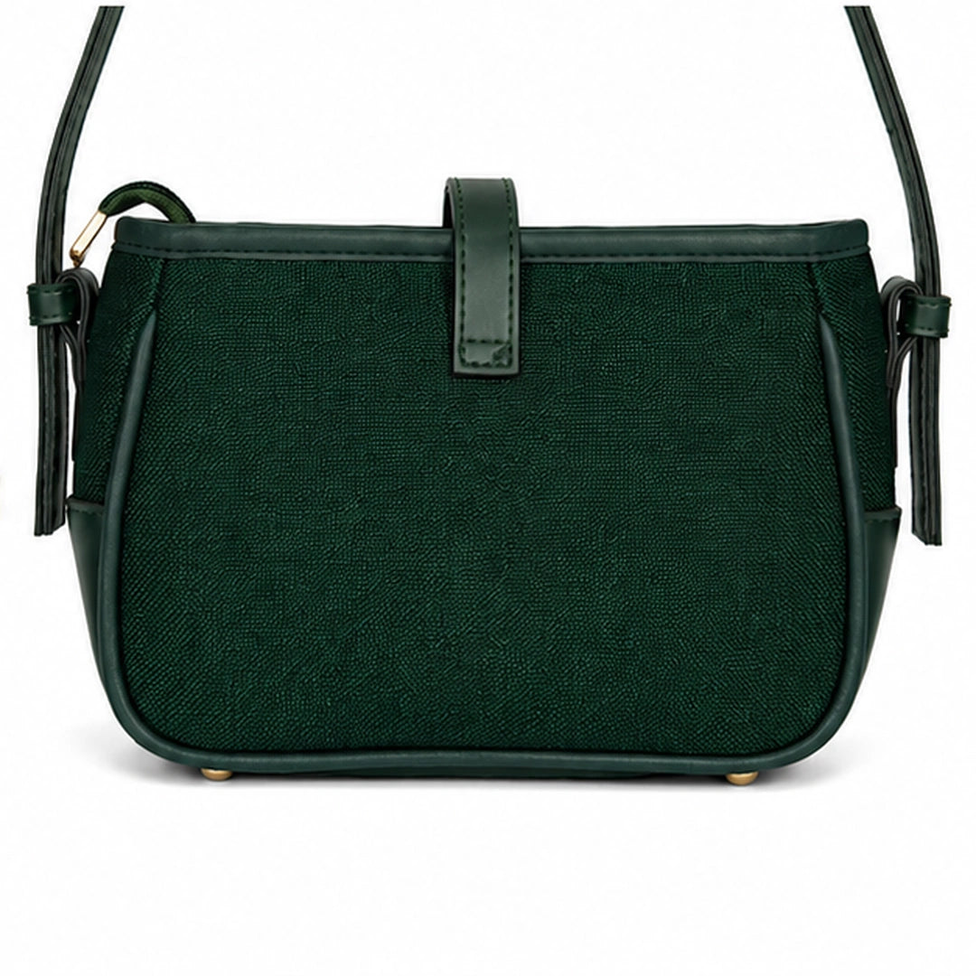 Women's Dark Green Canvas Leather Shoulder & Crossbody Bag