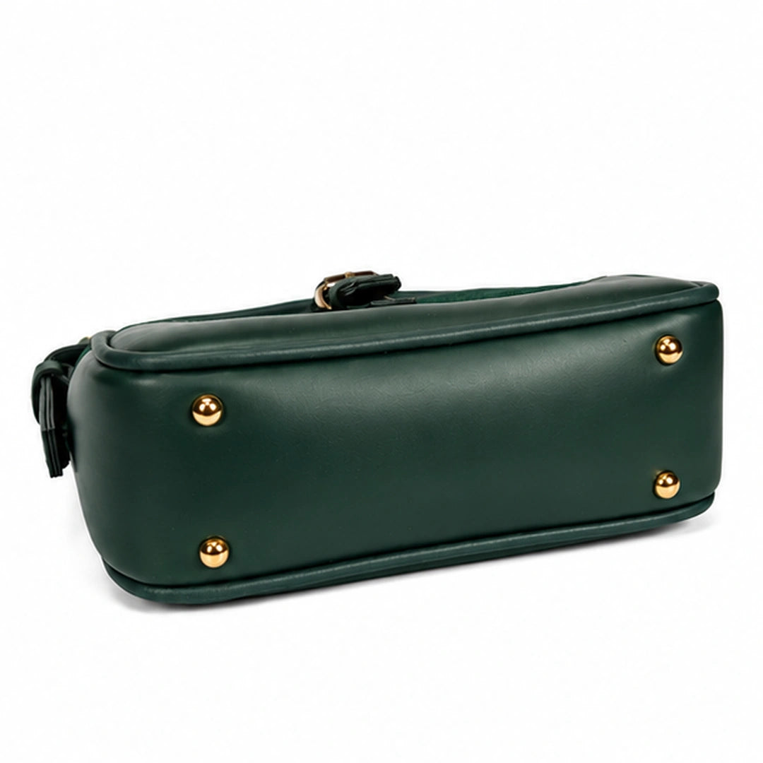 Women's Dark Green Canvas Leather Shoulder & Crossbody Bag