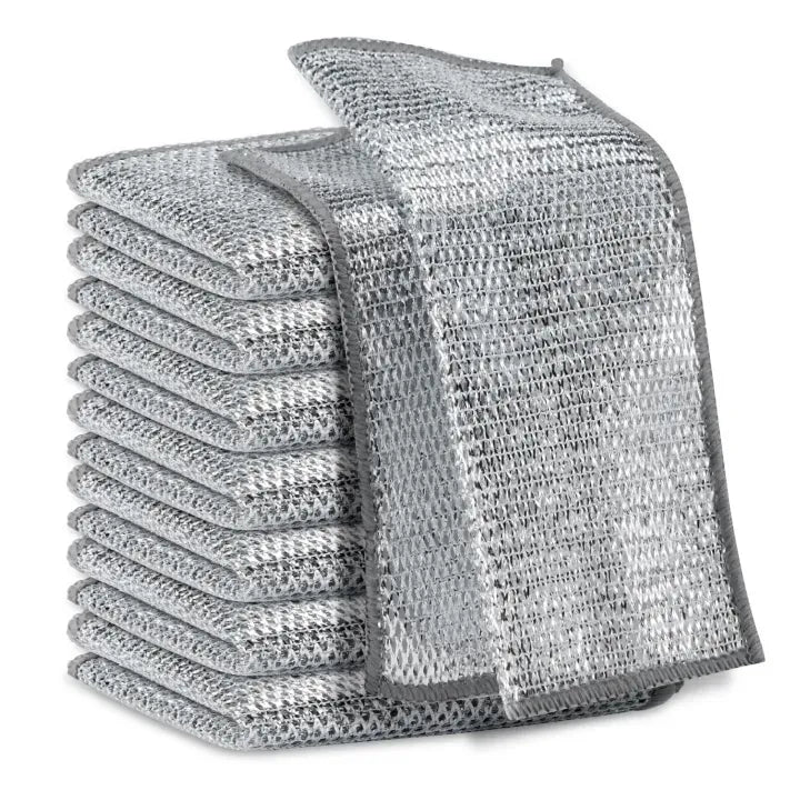 Pack of 10 Stainless Steel Mesh Dishwashing Scrubbers