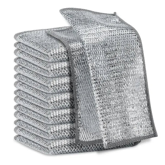 Pack of 10 Stainless Steel Mesh Dishwashing Scrubbers