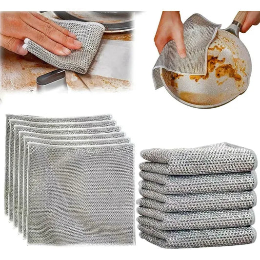 Pack of 10 Stainless Steel Mesh Dishwashing Scrubbers