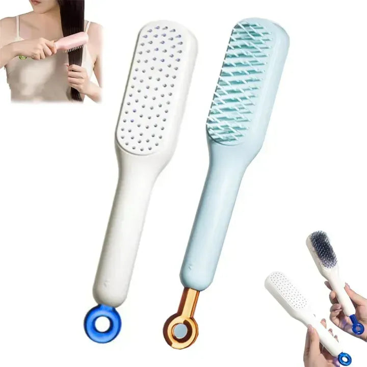 Self-Cleaning Hair Brush with Retractable Bristles