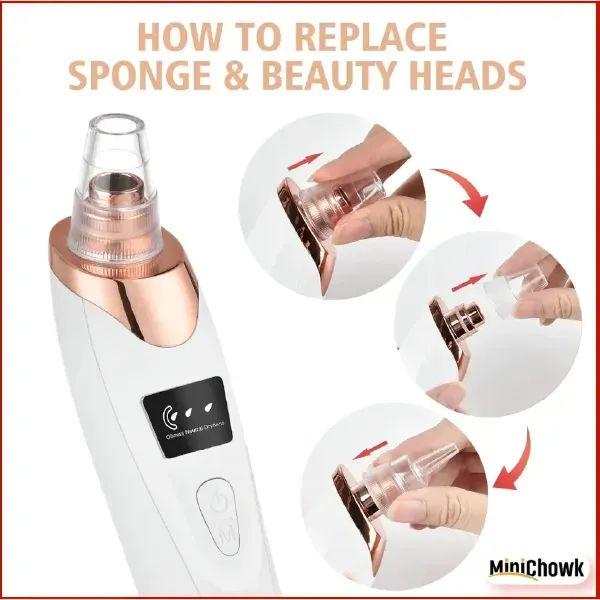 Electric Blackhead Remover Vacuum with 5 Interchangeable Suction Heads