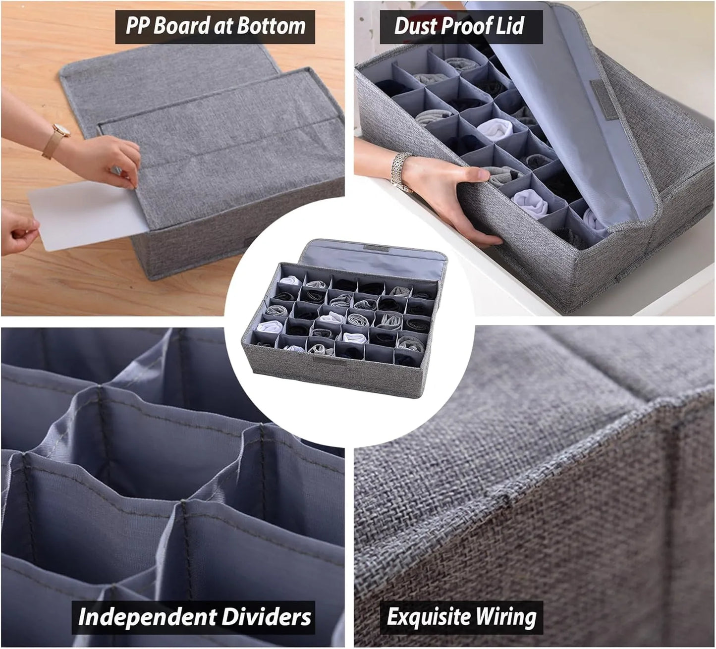 24-Pockets Sock & Underwear Drawer Organizer | Foldable Storage Box