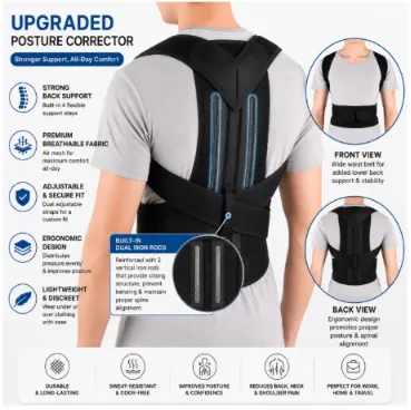 Adjustable Back Support Belt with Posture Corrector for Men & Women 1pc