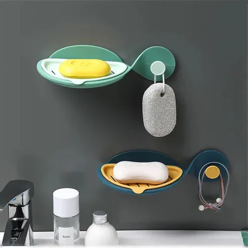 Whale Fish Shape Wall Mounted Soap Holder & Drain Tray