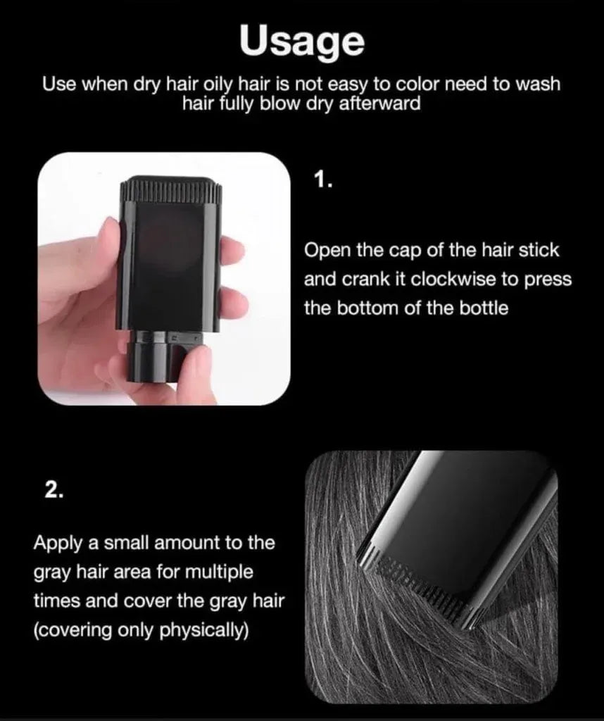 Long-Lasting Hair Color Touch-Up Stick – Black & Brown | Grey Root Cover & Hairline Concealer 1pc