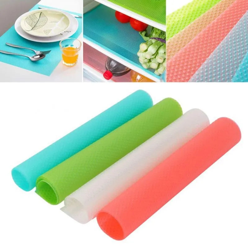 Waterproof Non-Slip Fridge Mats – Washable Refrigerator Shelf Liners (4 PCS)
