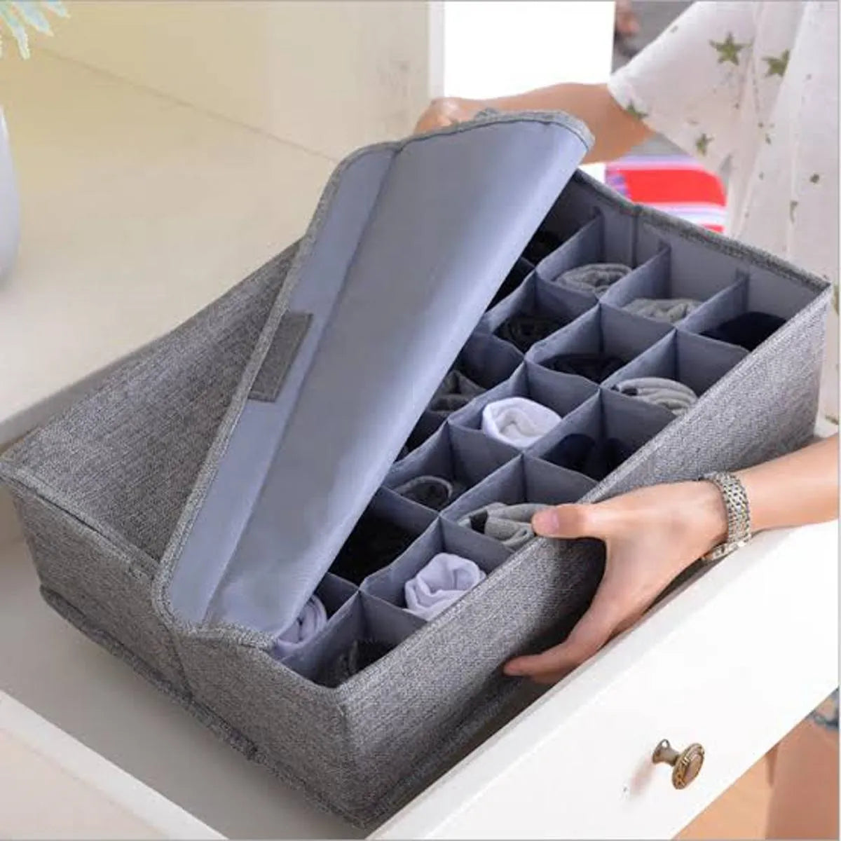 24-Pockets Sock & Underwear Drawer Organizer | Foldable Storage Box