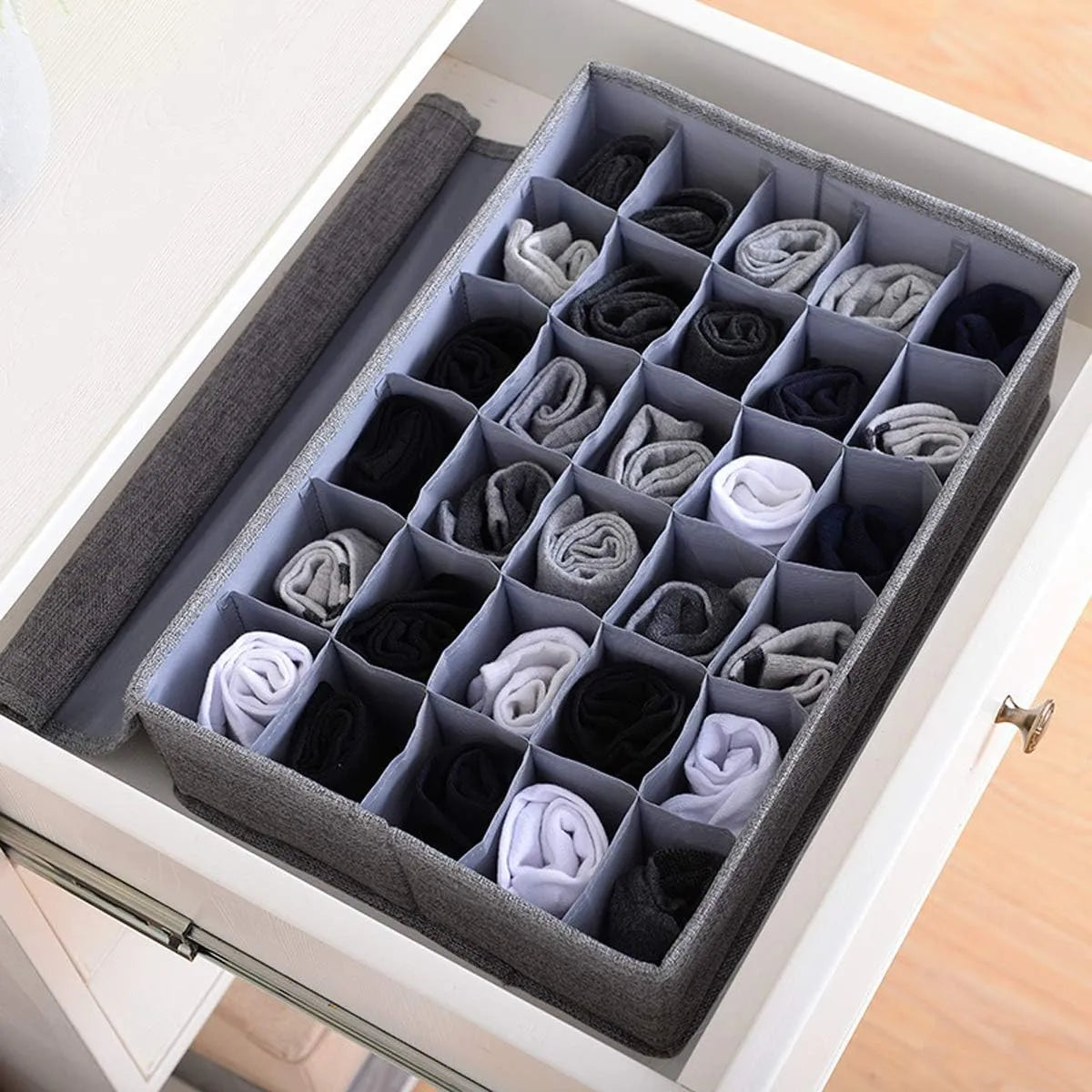 24-Pockets Sock & Underwear Drawer Organizer | Foldable Storage Box