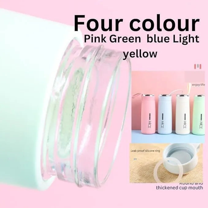 NICE 400ml Glass Water Bottle with Protective Outer Shell | Leak Proof BPA Free Bottle for School, Office, Gym & Travel