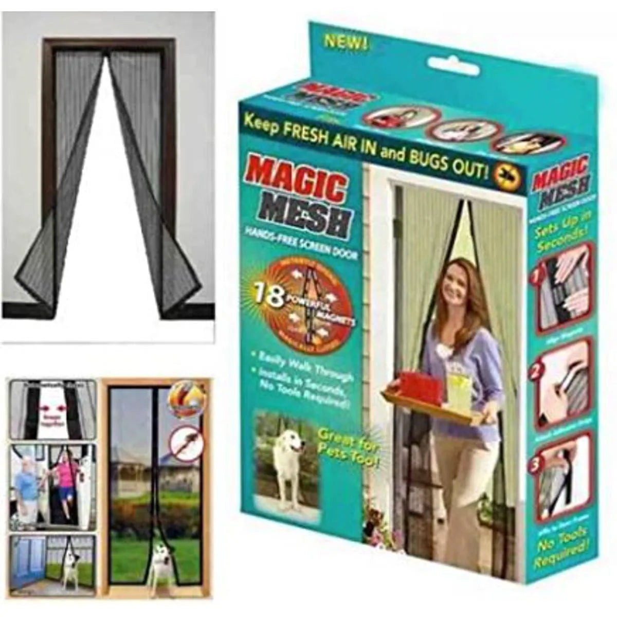 Magnetic Mesh Door Curtain | Hands-Free Insect & Bug Protection Curtain