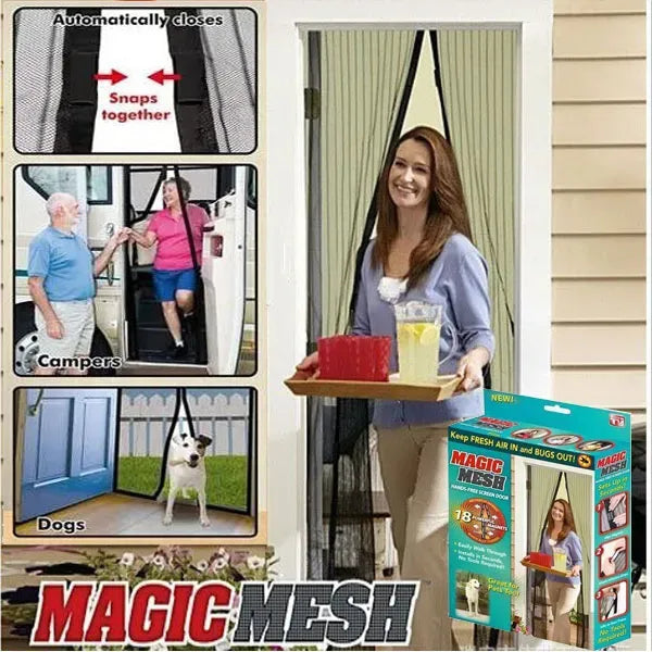 Magnetic Mesh Door Curtain | Hands-Free Insect & Bug Protection Curtain