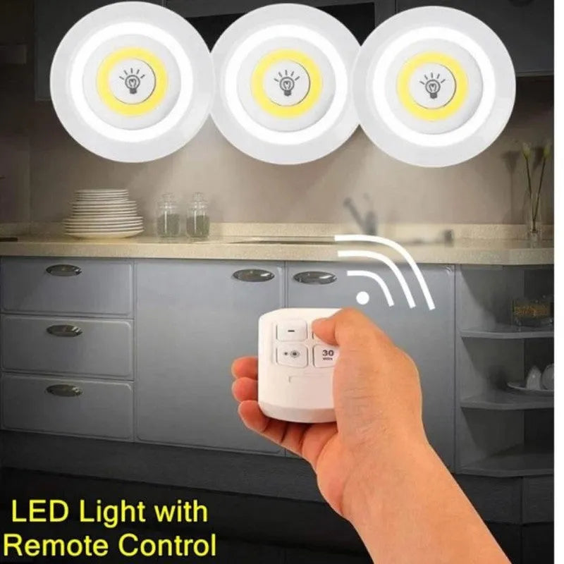 Wireless Remote Control Wireless LED Puck Lights (Set of 3)