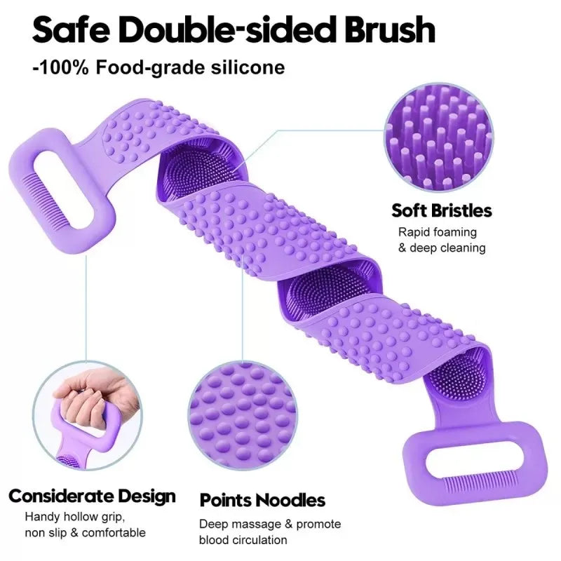 Silicone Bath Body Scrubber & Exfoliating Back Strap