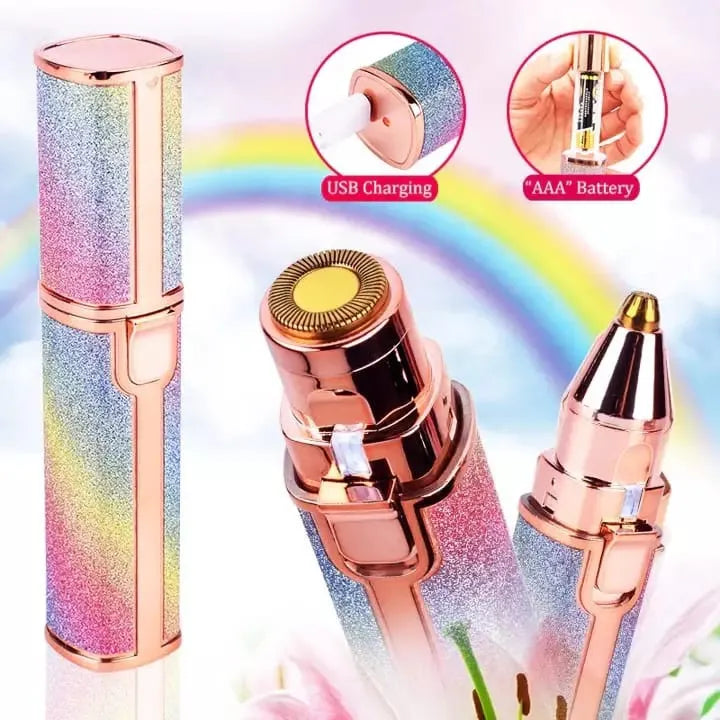 2-in-1 USB Rechargeable Eyebrow Trimmer & Mini Facial Hair Shaver