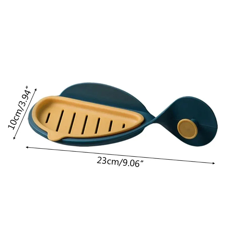 Whale Fish Shape Wall Mounted Soap Holder & Drain Tray