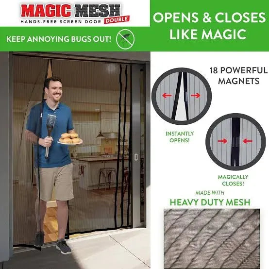 Magnetic Mesh Door Curtain | Hands-Free Insect & Bug Protection Curtain
