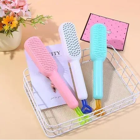 Self-Cleaning Hair Brush with Retractable Bristles