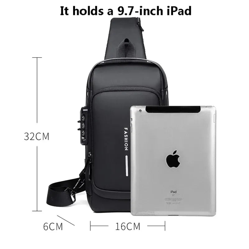 Mini Anti-Theft Waist Bag with USB Port & Password Lock 1pc