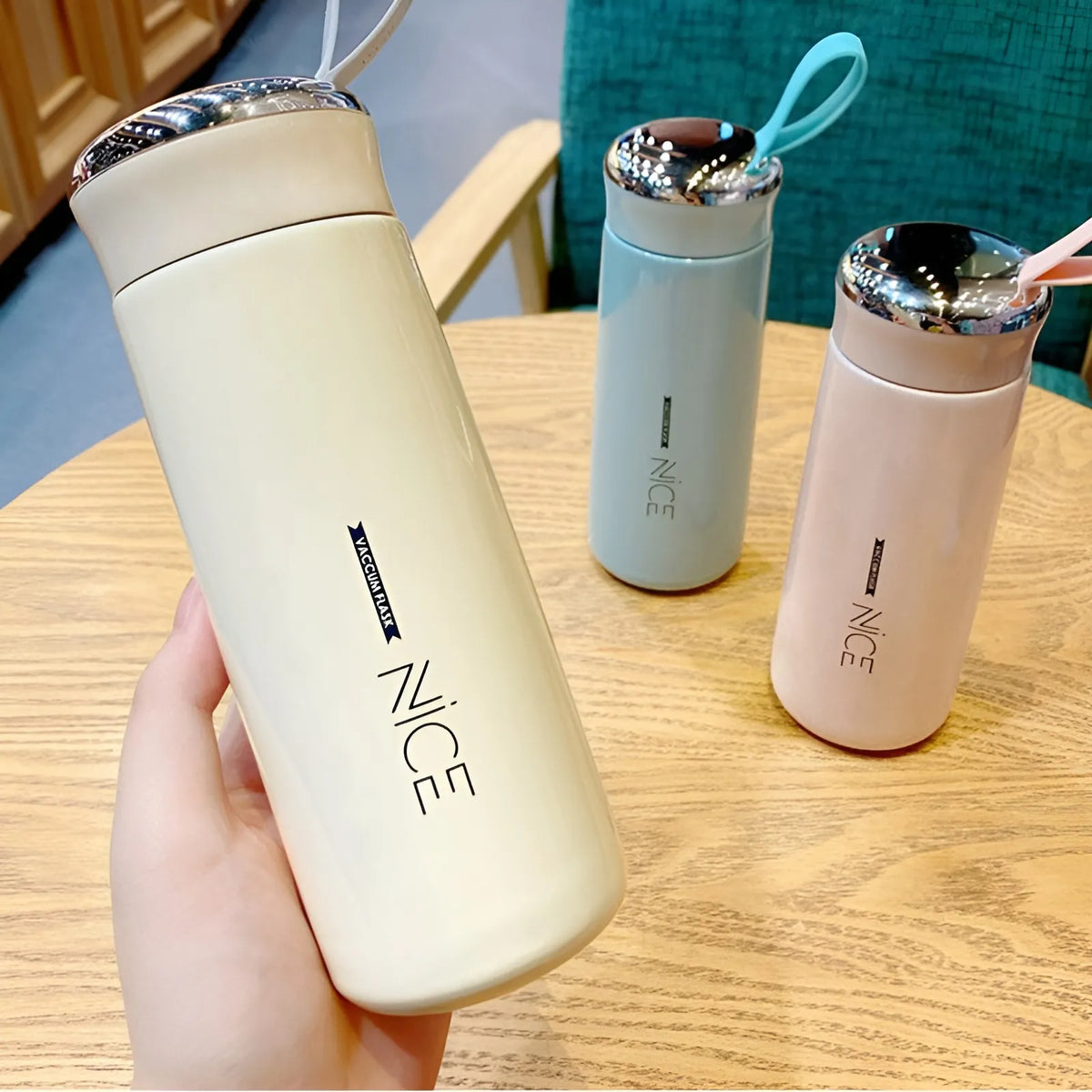NICE 400ml Glass Water Bottle with Protective Outer Shell | Leak Proof BPA Free Bottle for School, Office, Gym & Travel