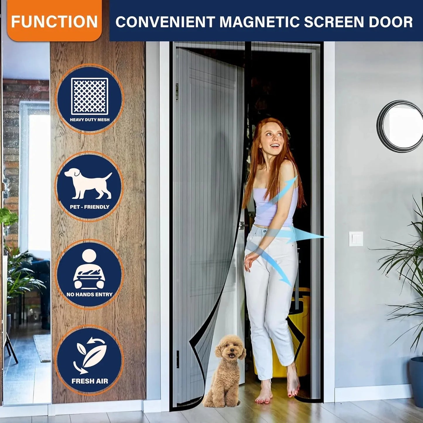 Magnetic Mesh Door Curtain | Hands-Free Insect & Bug Protection Curtain