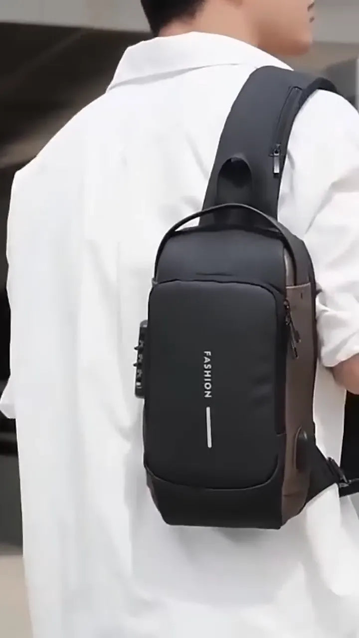 Mini Anti-Theft Waist Bag with USB Port & Password Lock 1pc