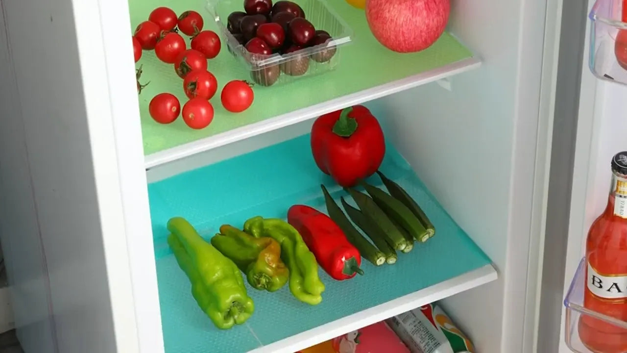 Waterproof Non-Slip Fridge Mats – Washable Refrigerator Shelf Liners (4 PCS)