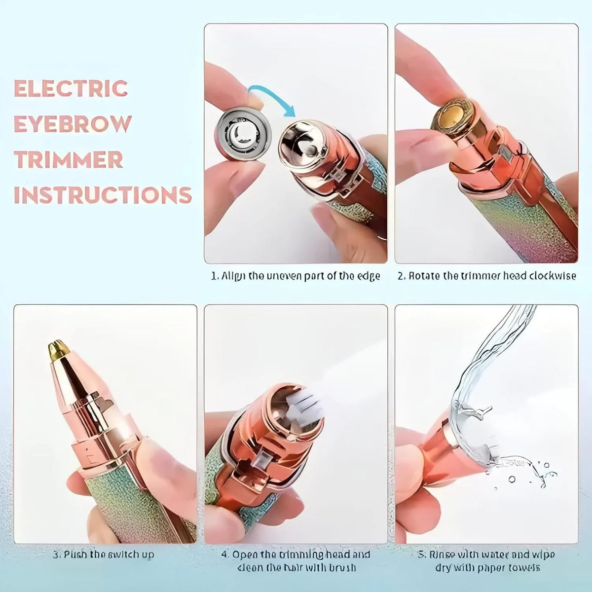 2-in-1 USB Rechargeable Eyebrow Trimmer & Mini Facial Hair Shaver