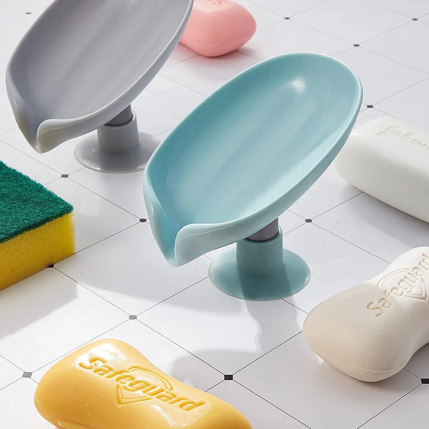 Leaf Shape Soap Holder with Suction Cup Drain
