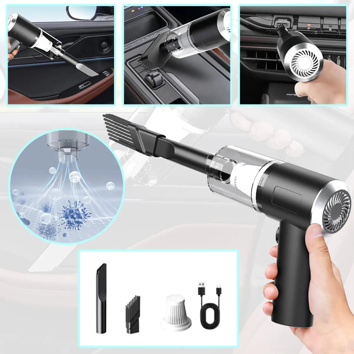 3-in-1 Portable Vacuum Cleaner | Handheld Vacuum with Multi Nozzles