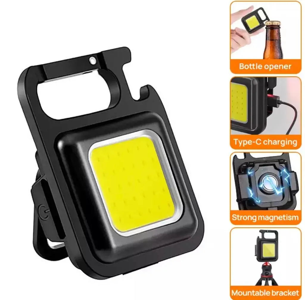 Mini COB Keychain LED Rechargeable Flashlight Work Light