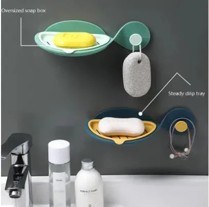 Whale Fish Shape Wall Mounted Soap Holder & Drain Tray
