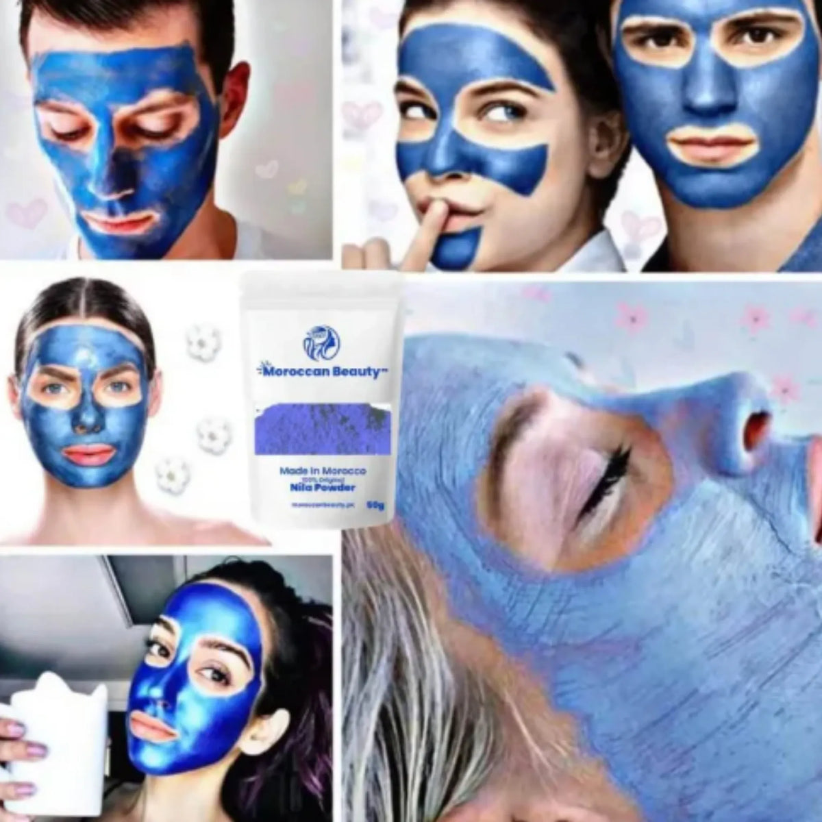 100% Original Moroccan Blue Nila Powder 50g | Natural Face Mask Powder for Skin Brightening & Glowing Skin Beauty Care