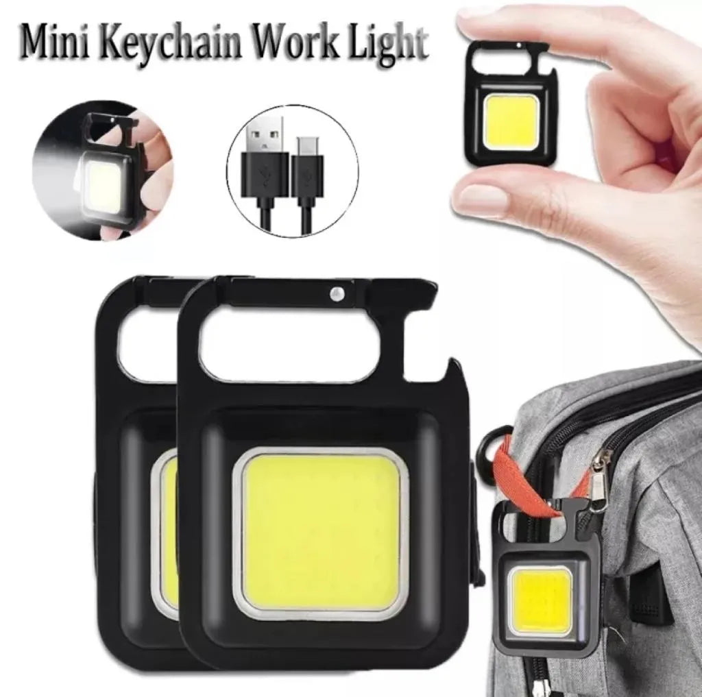 Mini COB Keychain LED Rechargeable Flashlight Work Light